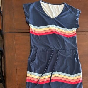 Striped V-Neck Dress with Pockets